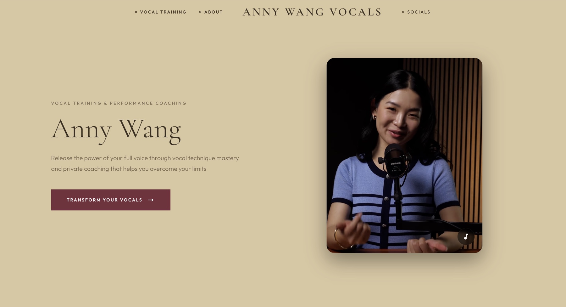 Anny Wang Vocal Training website